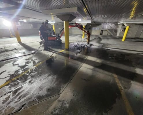 Concrete deck repair in a Montreal parking garage