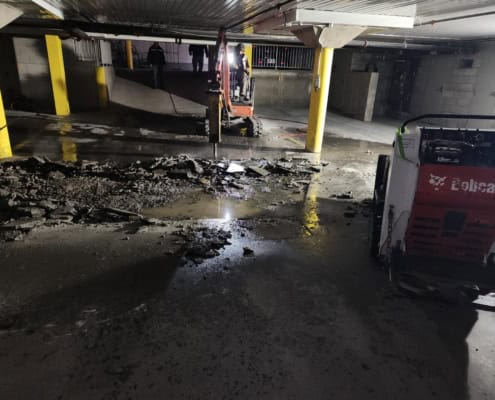 Deteriorated slab removal in an underground parking garage