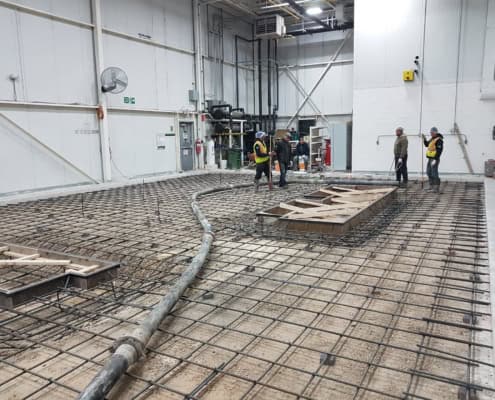 Rebar reinforcement for an industrial concrete slab in Montreal