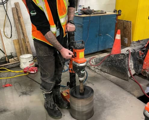 Concrete core drilling on a Montreal jobsite